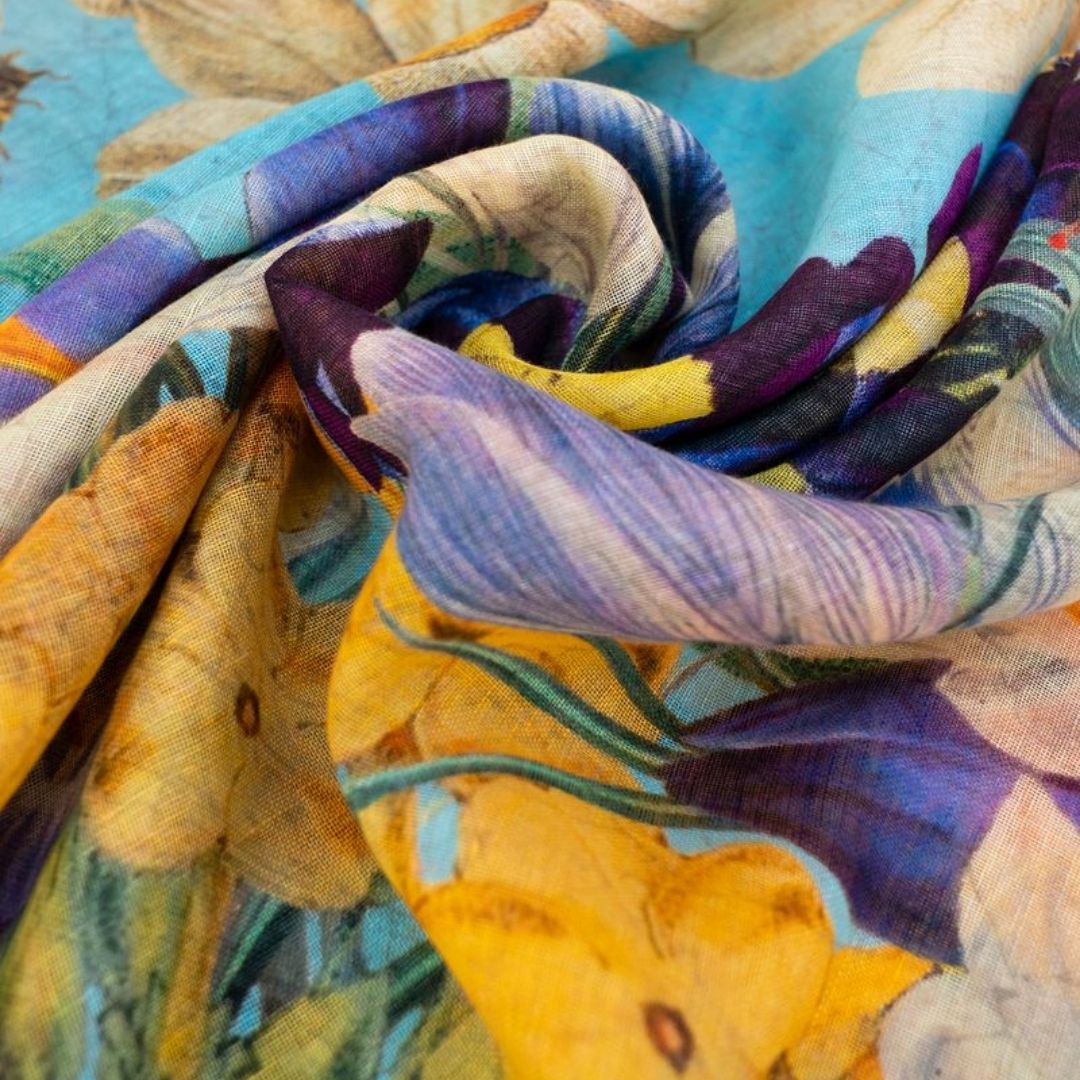 Linen/Cotton Mix Scarf - Spring Flora