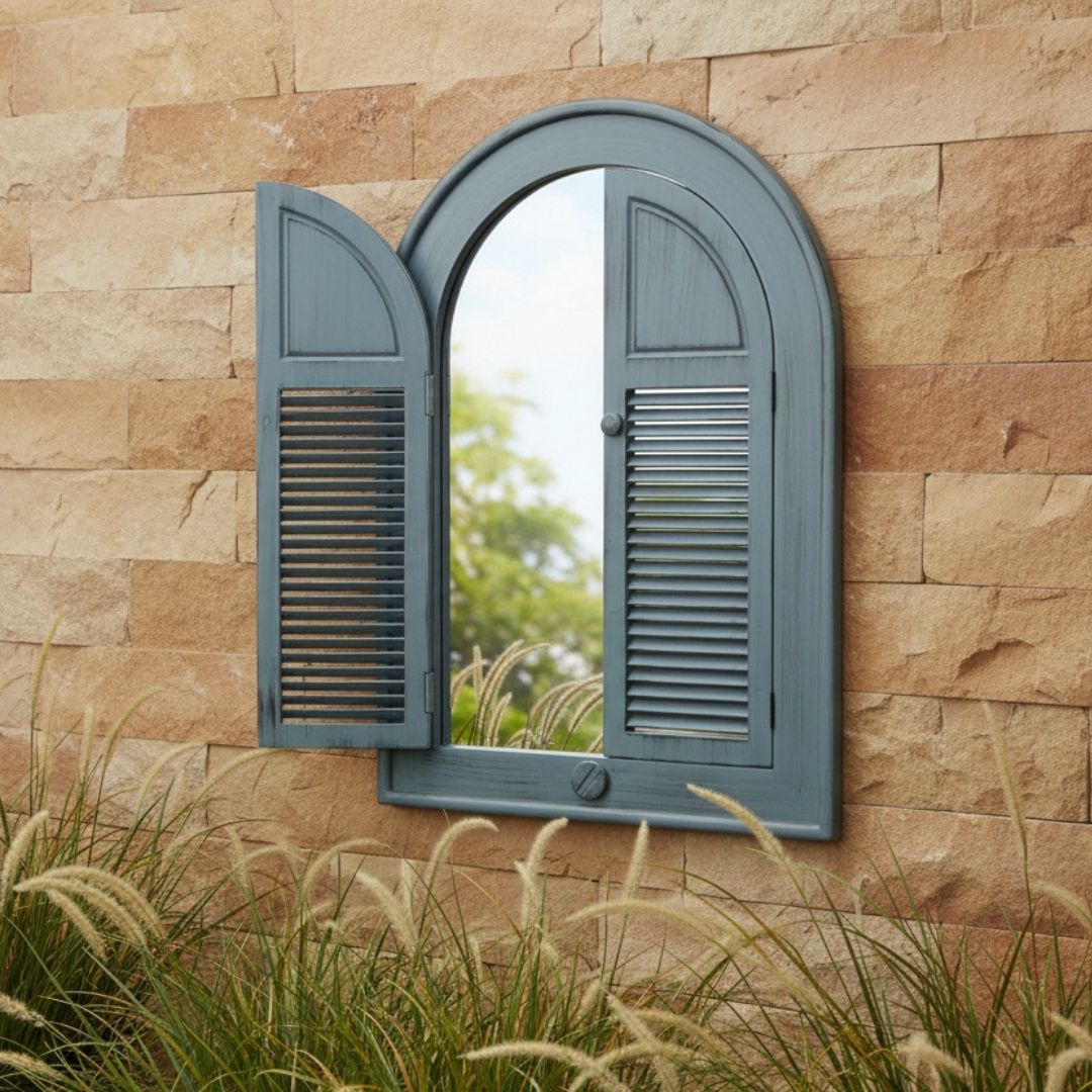 Louvre Home & Garden Shutter Mirror - Slate