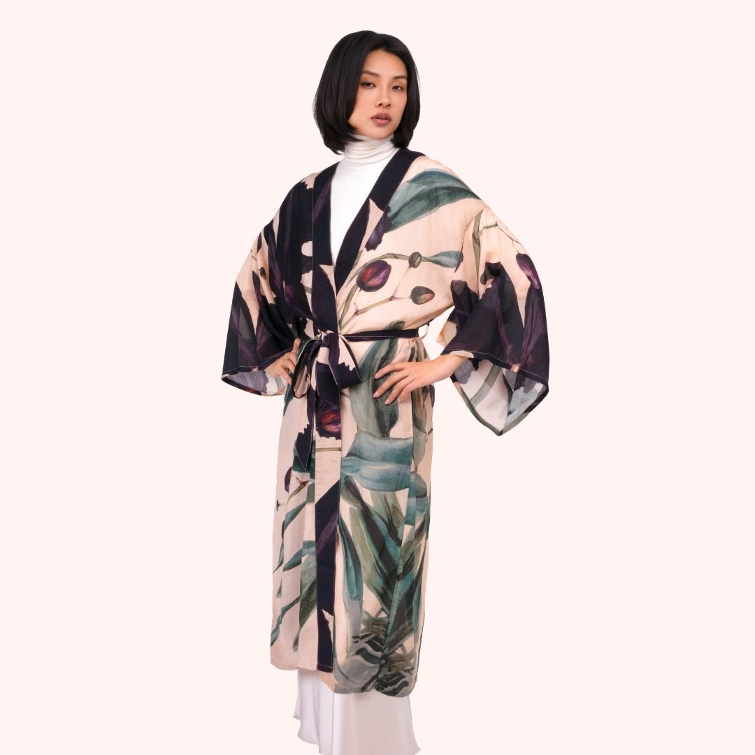 Kimono Jacket Long - Midnight Orchid