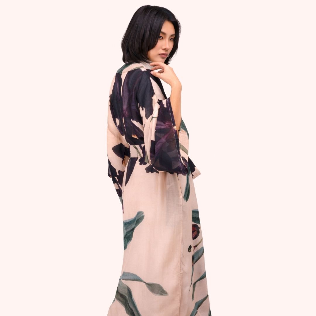 Kimono Jacket Long - Midnight Orchid