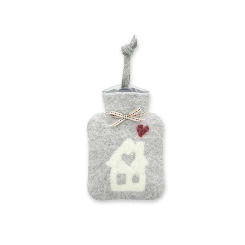 Mini Hot Water Bottle - House Grey