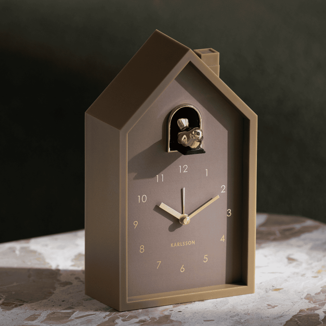 Modern Cuckoo Alarm Clock Mocha Brown
