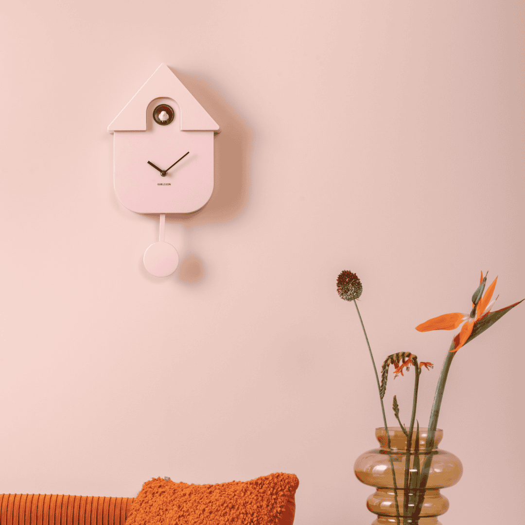 Modern Cuckoo Wall Clock Soft Pink