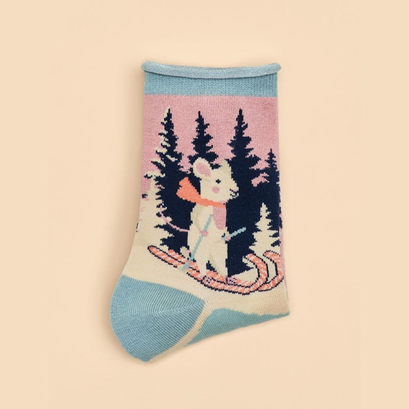 Mouse On Skis Ankle Socks