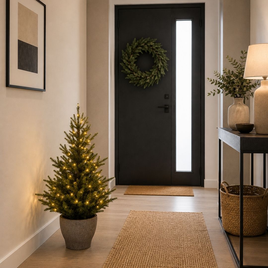 Norway Spruce Pre-Lit Artificial Tree with Pot - 90cm
