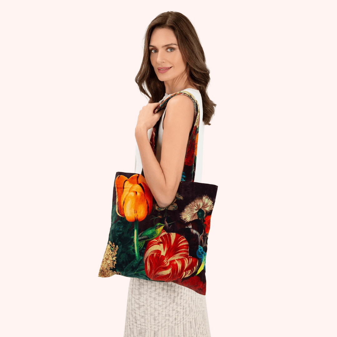Opulent Florals in Chocolate Velvet Tote Bag