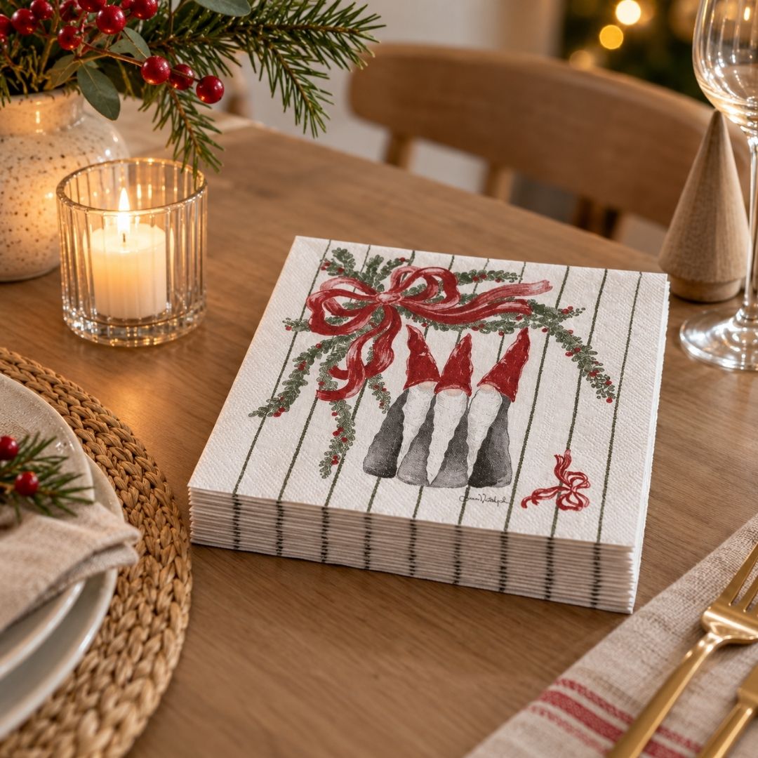Christmas Paper Napkins Tall Santa Stripe 33x33cm
