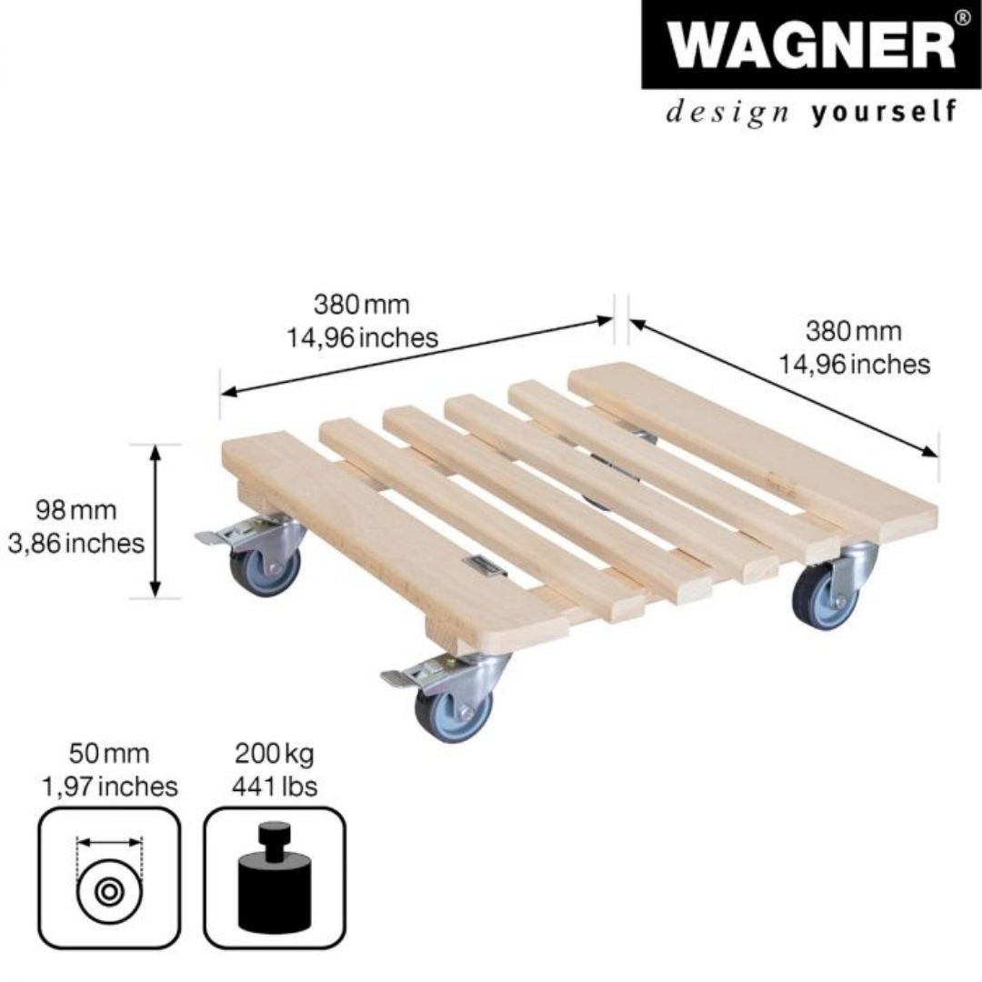 Plant Trolley Indoor Square - Beech Wood