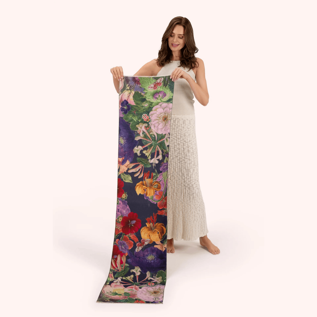 Autumn Posy In Midnight Lux Print Scarf