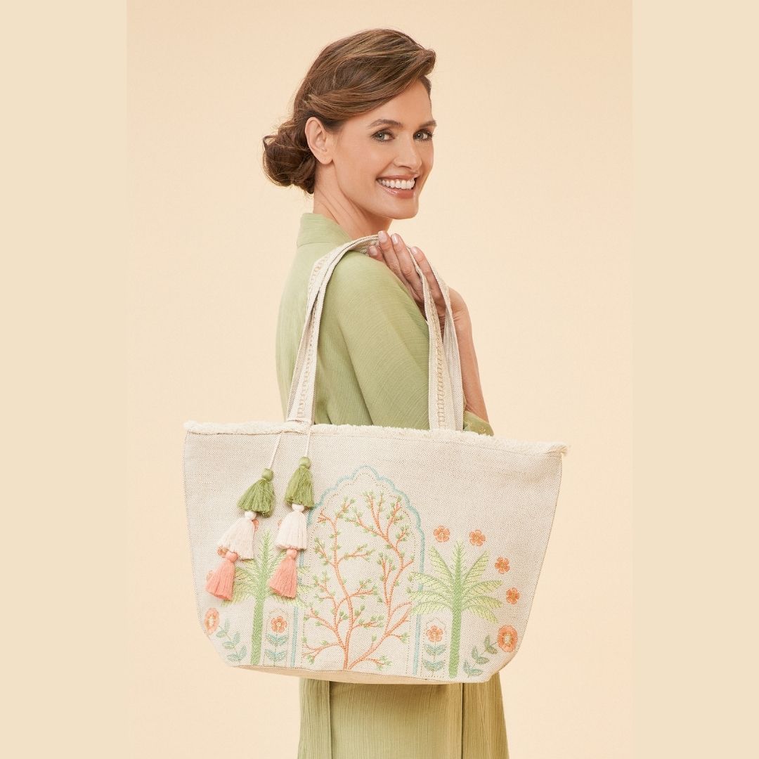Jute Beach Tote Bag - Paradise Palms