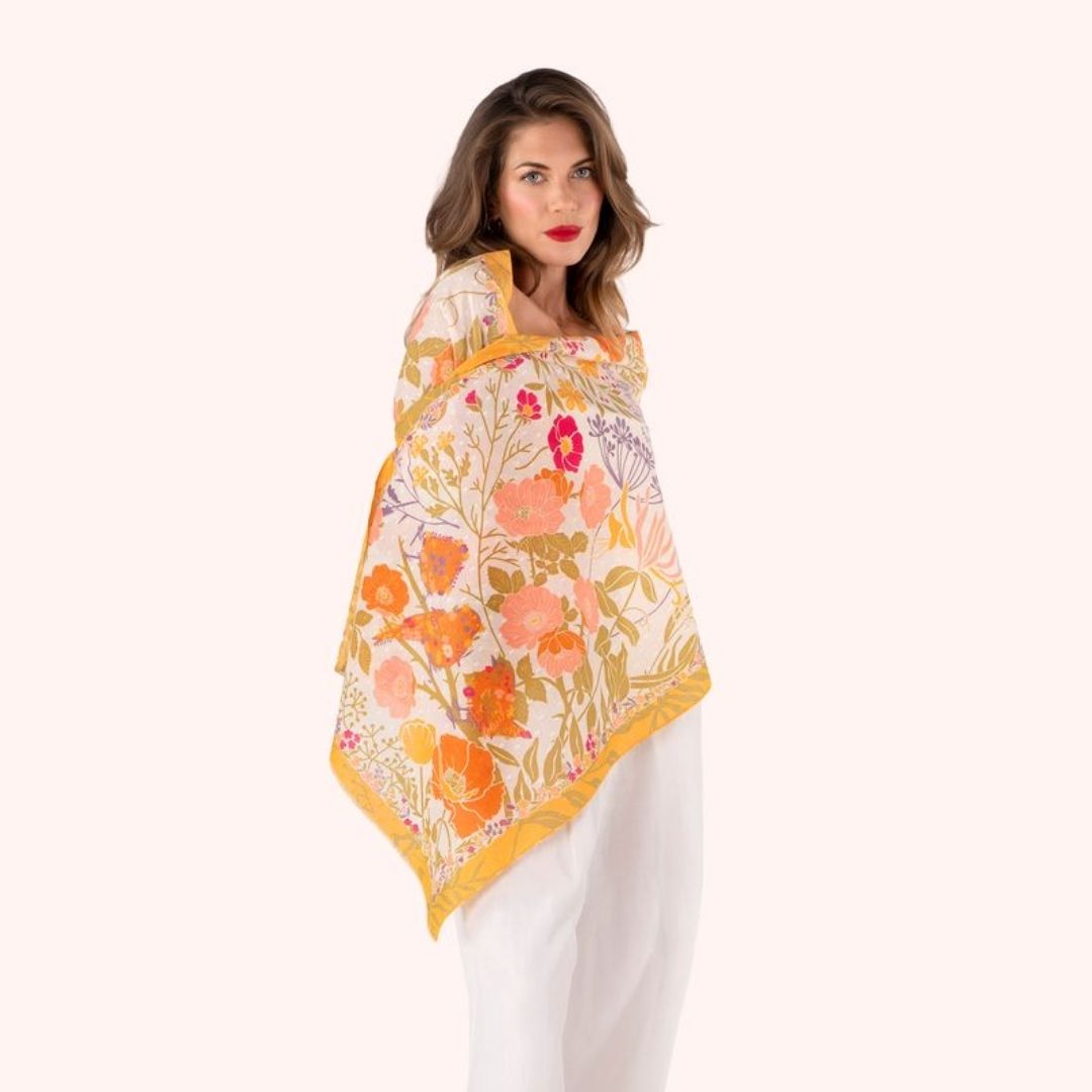 Cotton Scarf Birds In Bloom