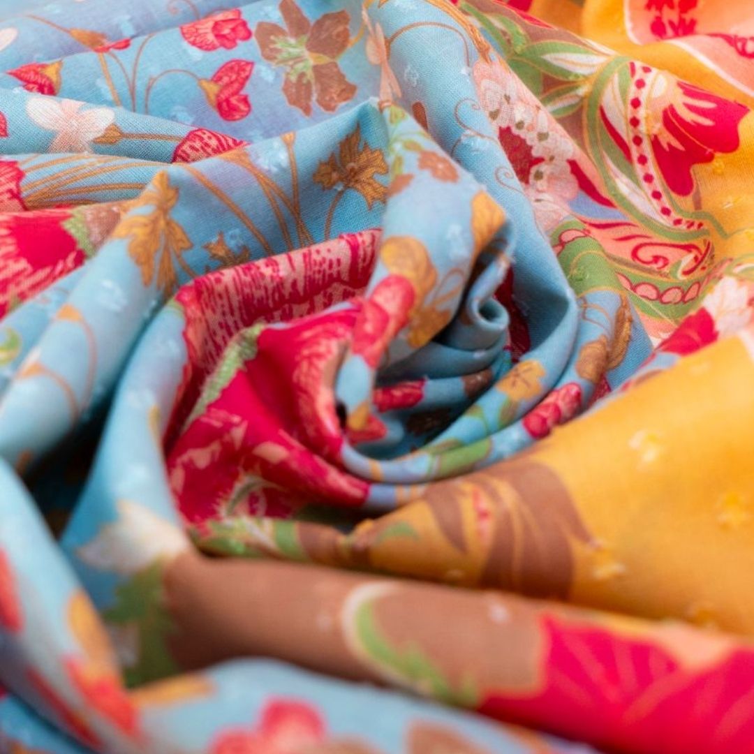 Cotton Scarf - Paisley Poppies