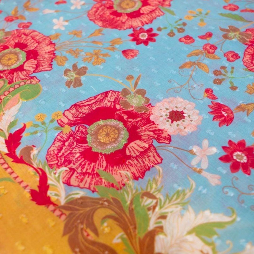 Cotton Scarf - Paisley Poppies