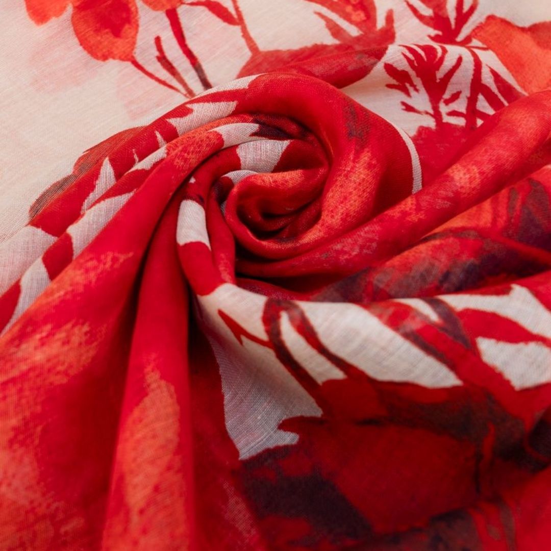 Linen/Cotton Scarf - Rouge Blooms