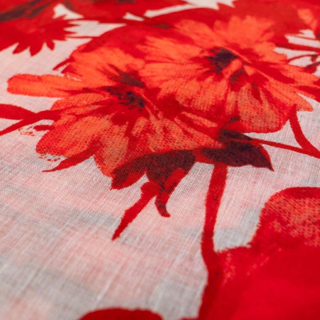 Linen/Cotton Scarf - Rouge Blooms