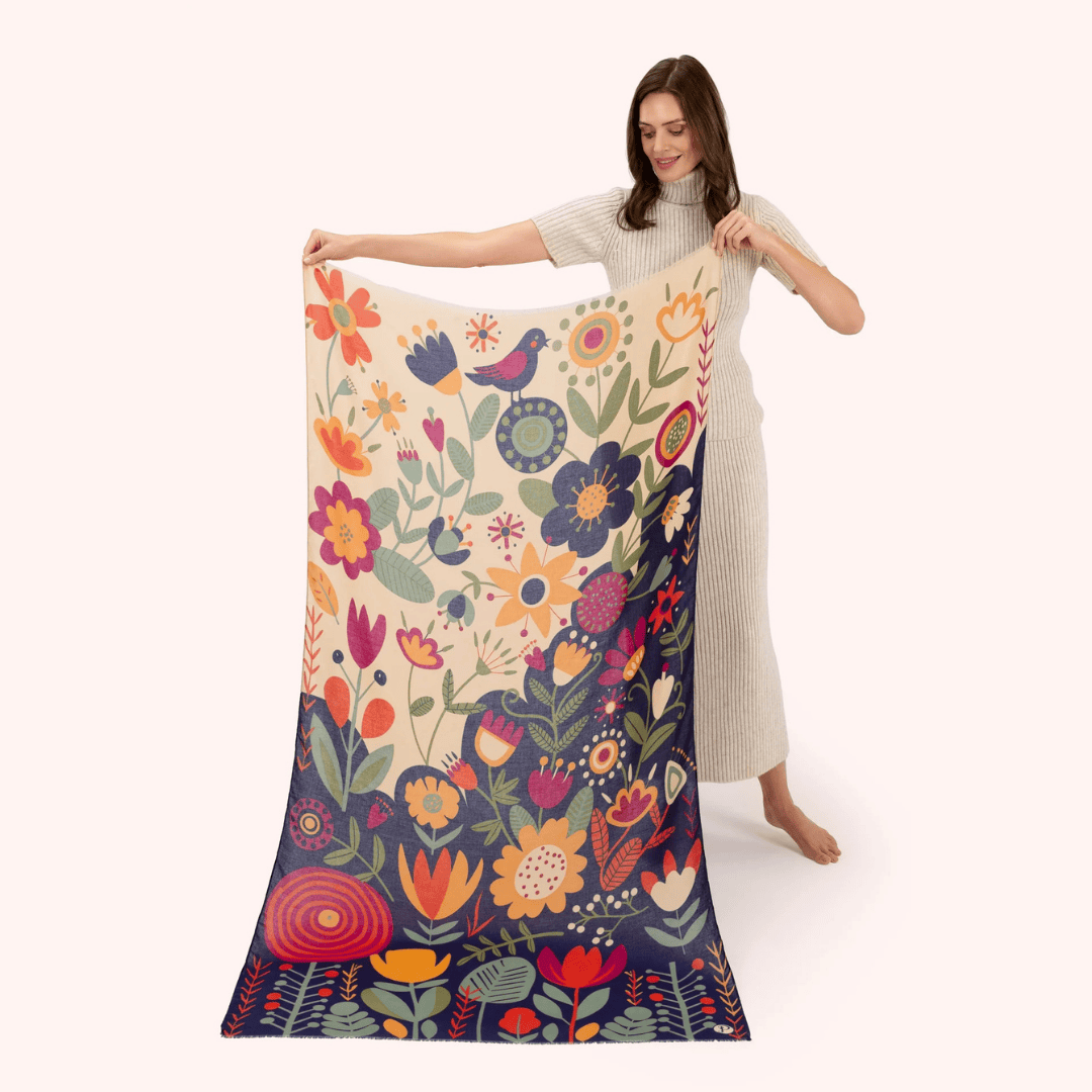 Scandi Two-Tone Floral Print Scarf