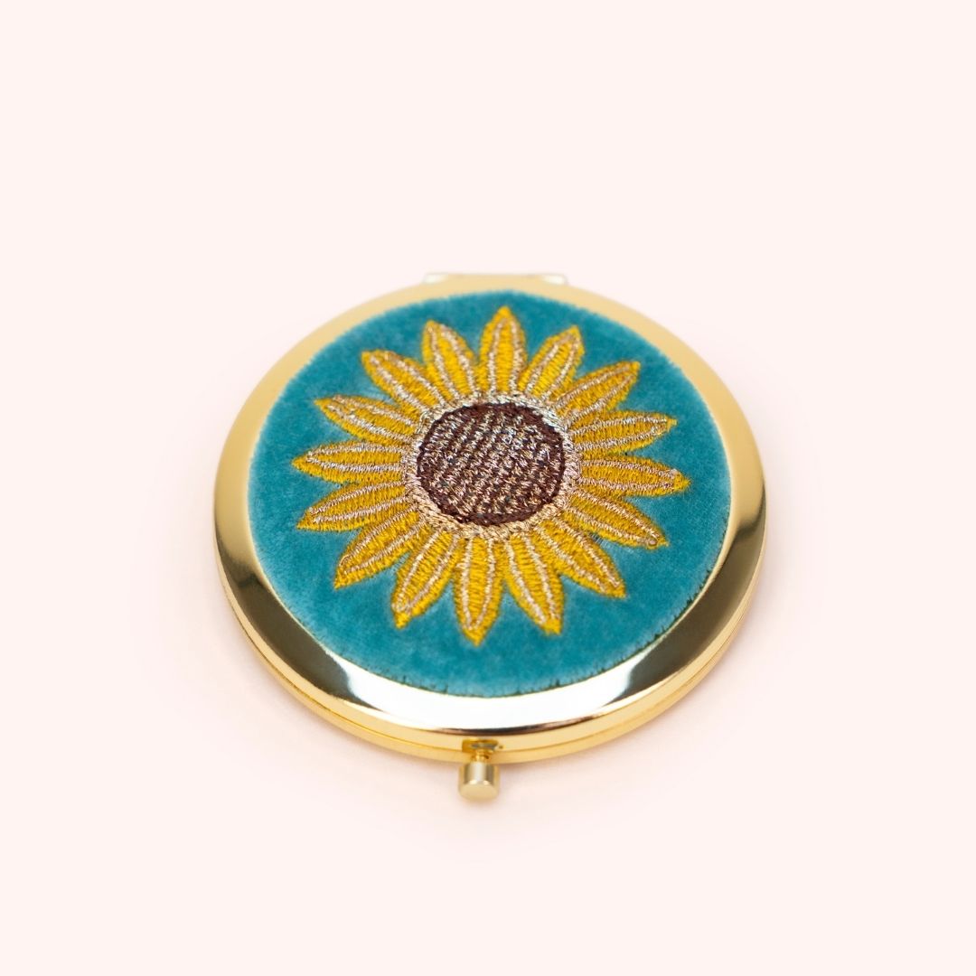 Embroidered Compact Mirror - Summer Sunflower