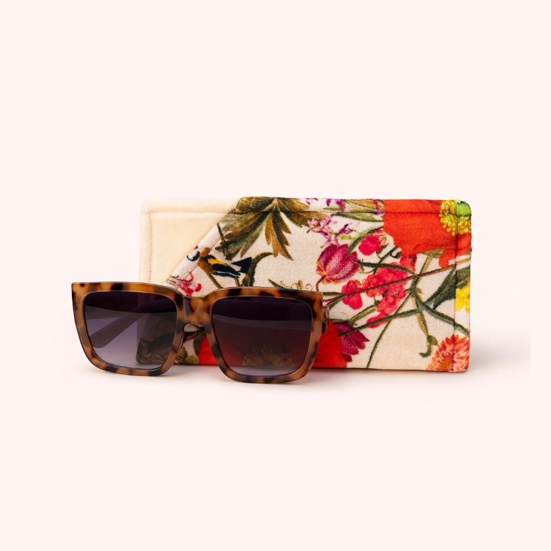 Velvet Sunglasses Pouch - Fine Flora Cream