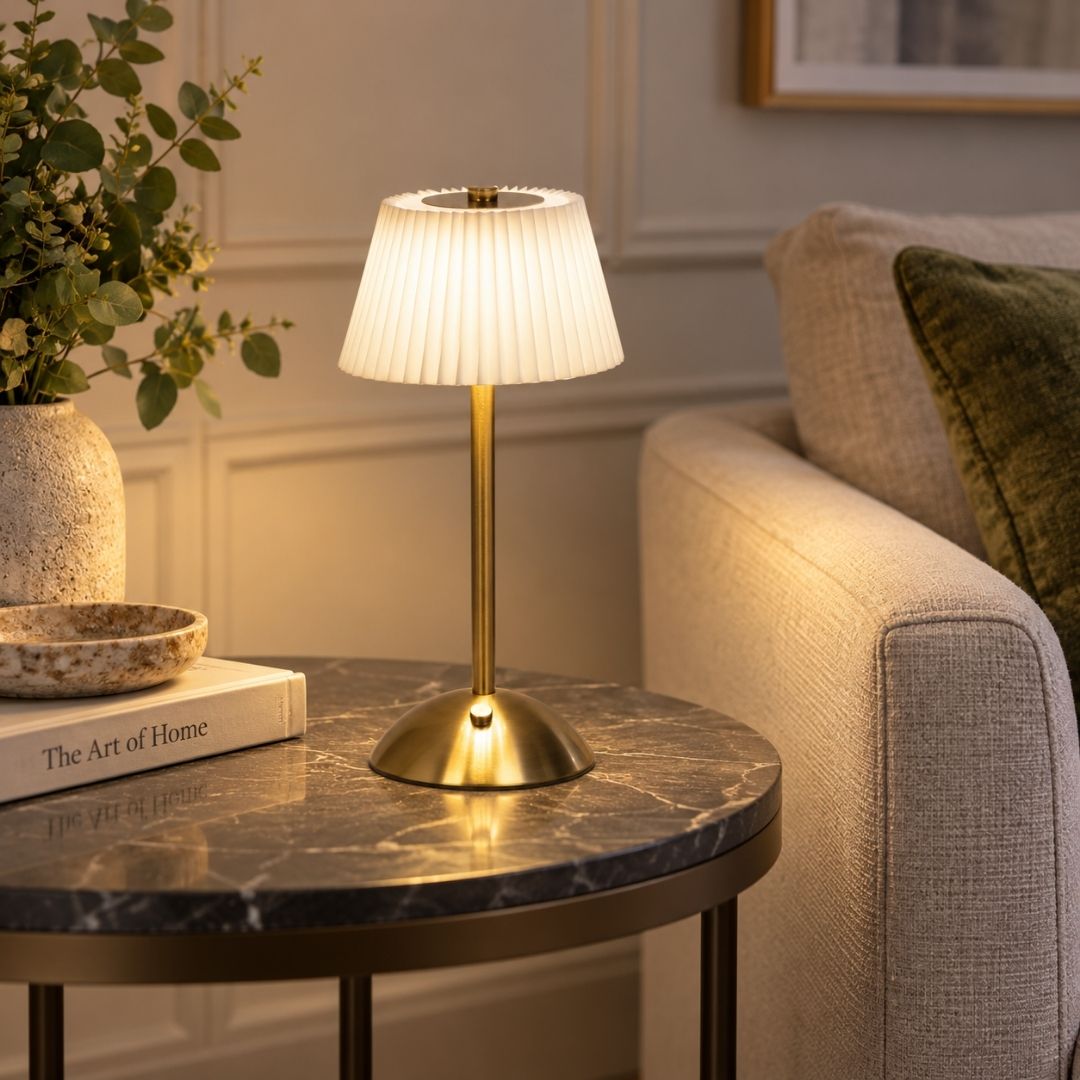 LED Rechargeable Table Lamp Cream/Gold