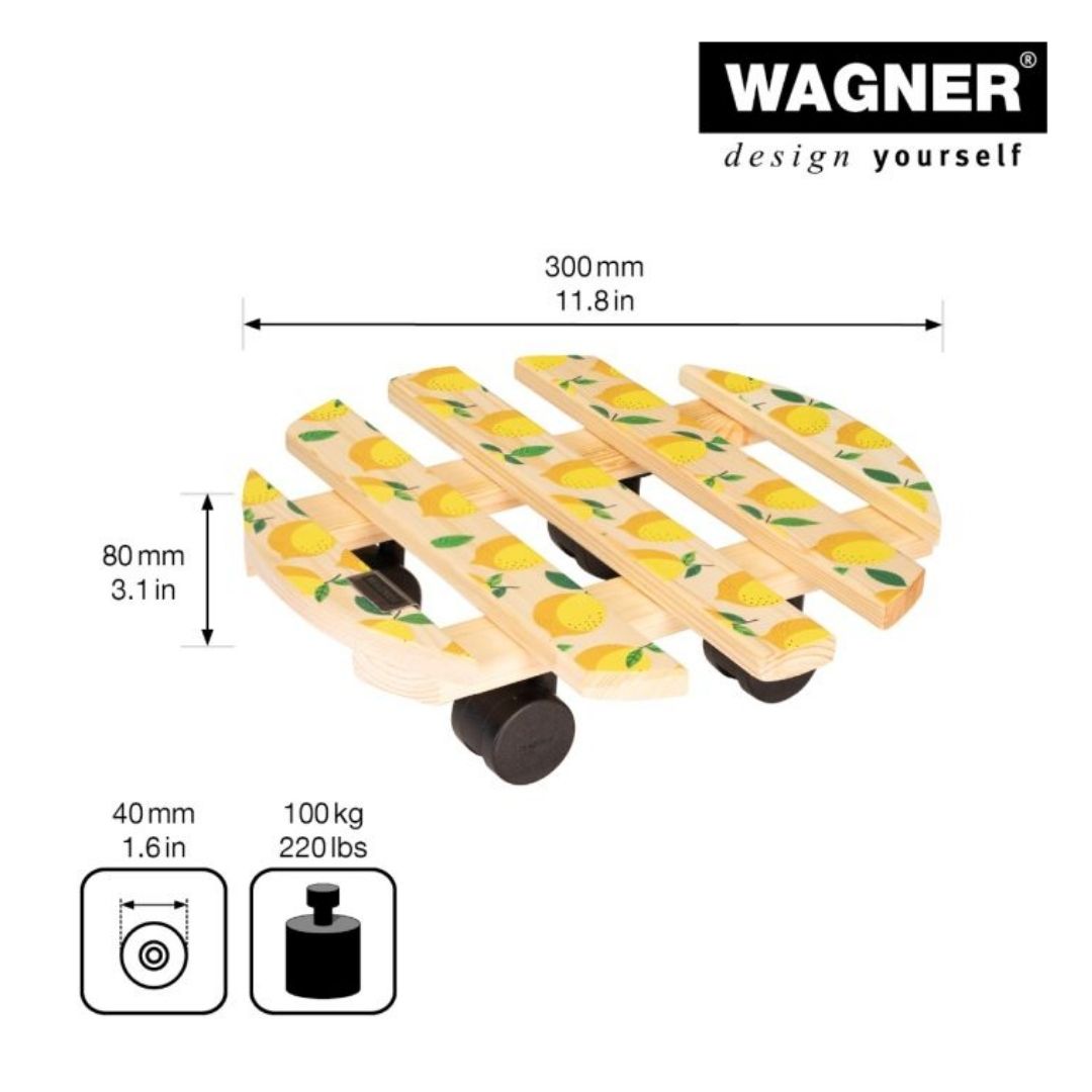 Plant Trolley Indoor Round Wood - Lemons