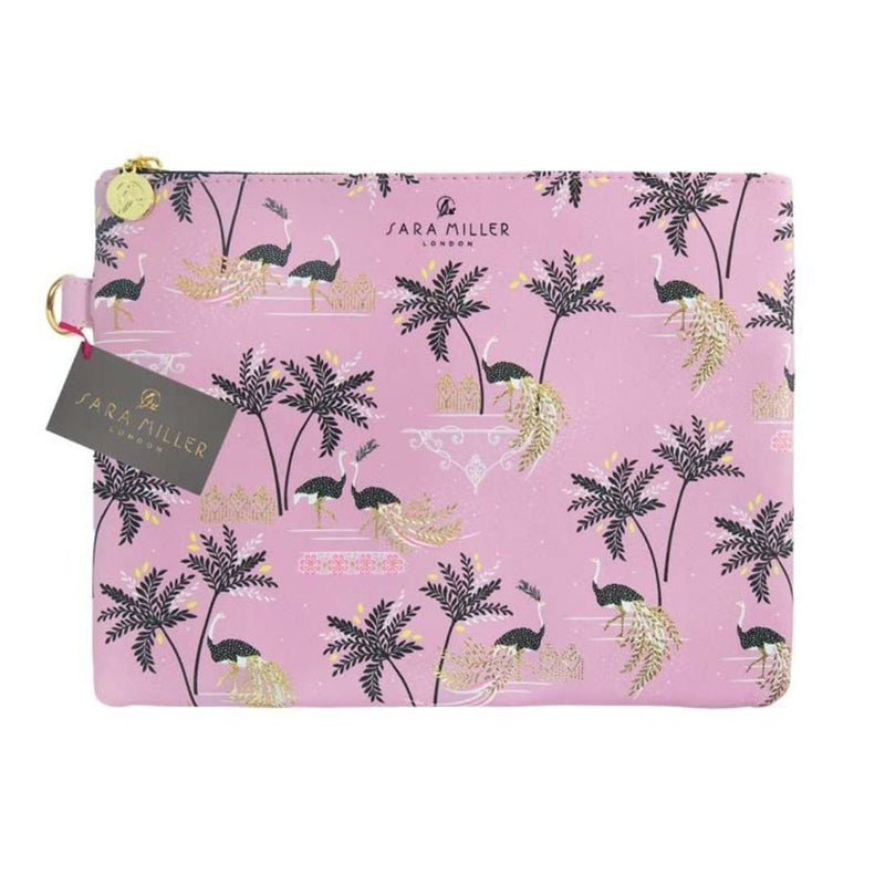 Sara Miller Pouch Ostrich & Palms