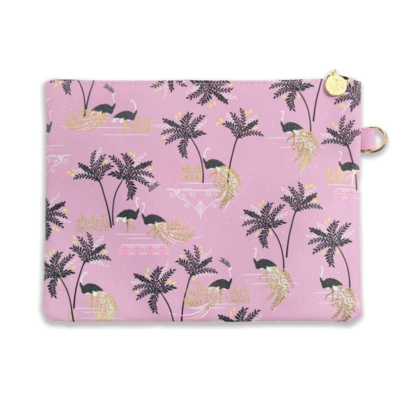 Sara Miller Pouch Ostrich & Palms