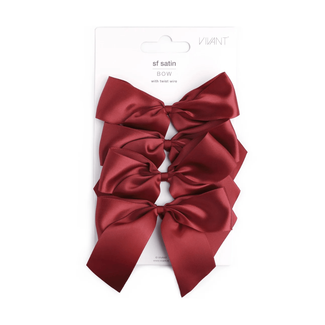 Satin Bow 4 Pack - Bordeaux