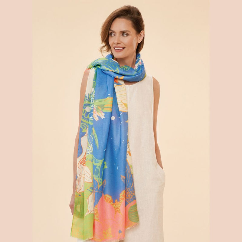 Scarf - Hummingbird Denim Print - The Garden HousePowder