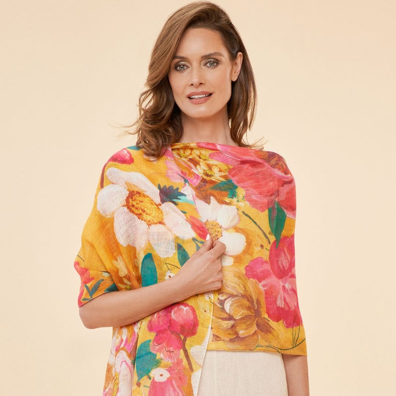 Scarf - Impressionist Floral Mustard