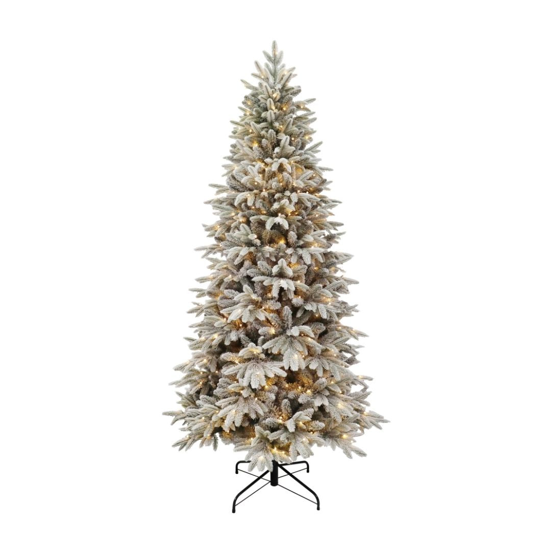 7ft Slim Parque Flocked Pre-Lit Artificial Christmas Tree