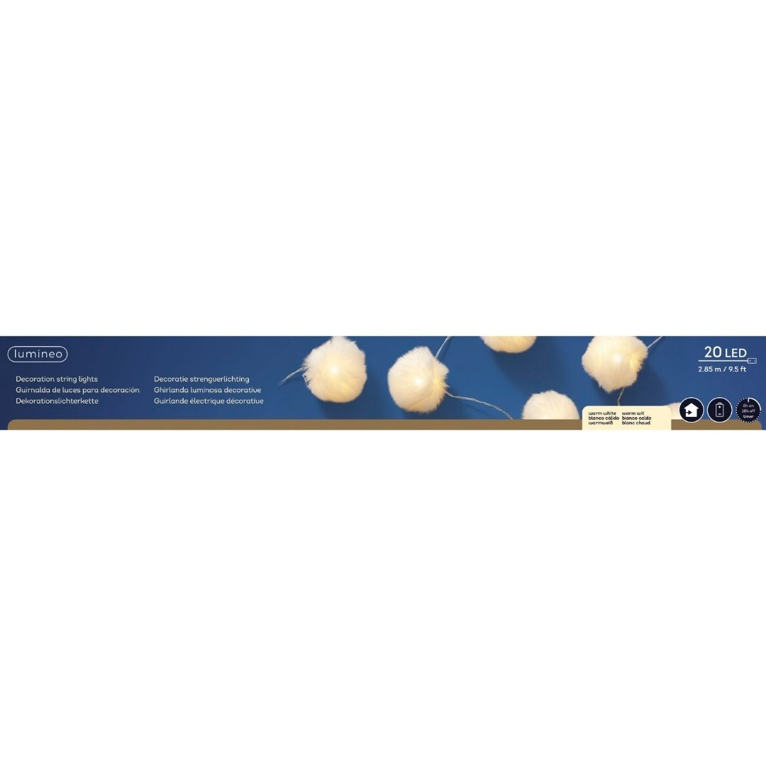 Christmas String Lights Pom Pom - Battery Operated