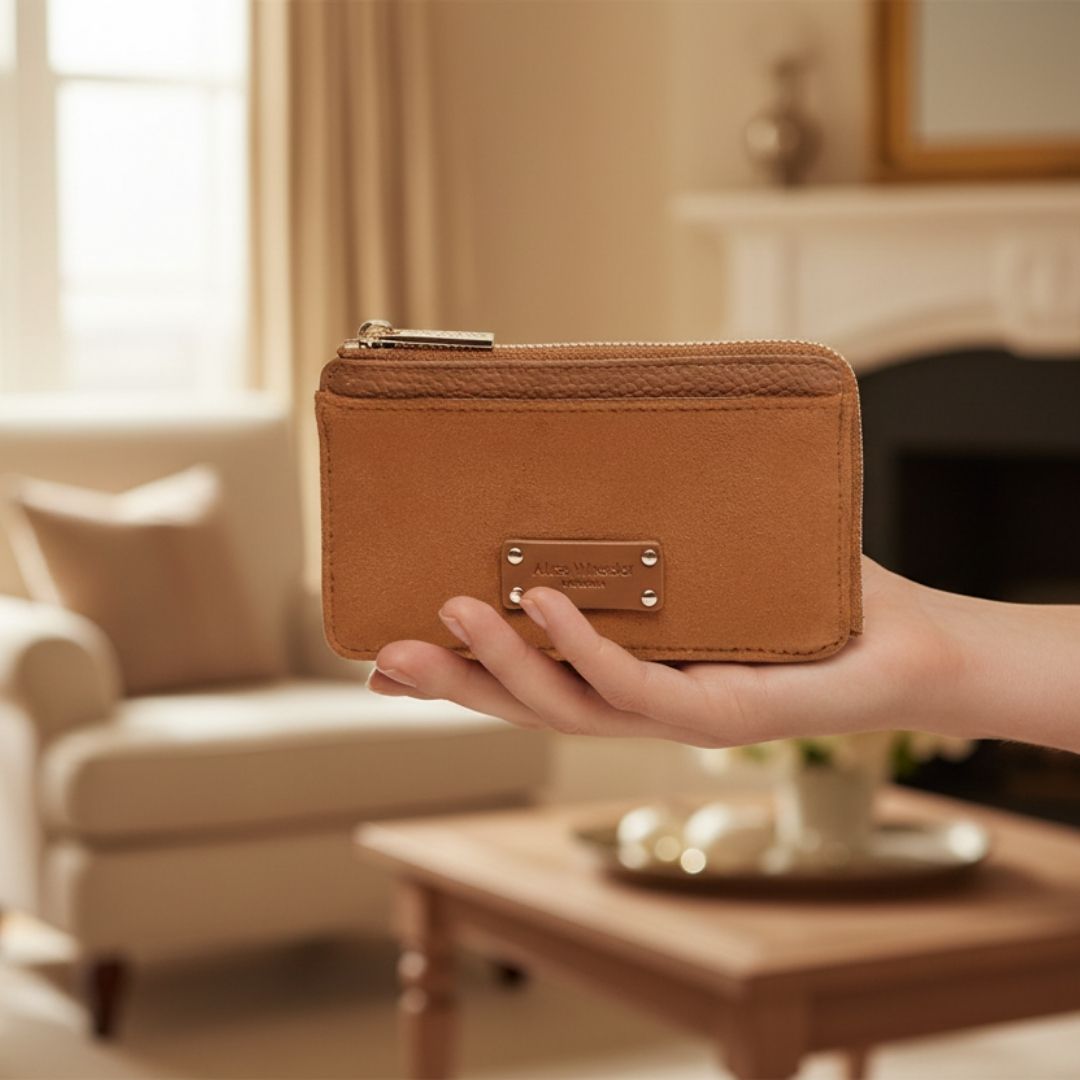 Suede Kensington Coin Purse - Fudge