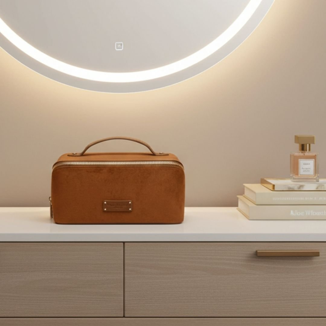 Suede Kensington Train Case - Fudge