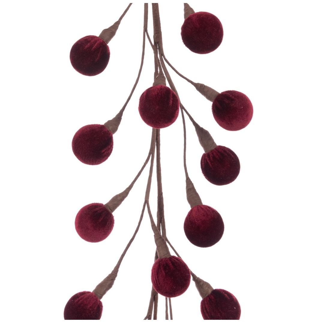 Christmas Velvet Ball Garland Burgundy 120cm