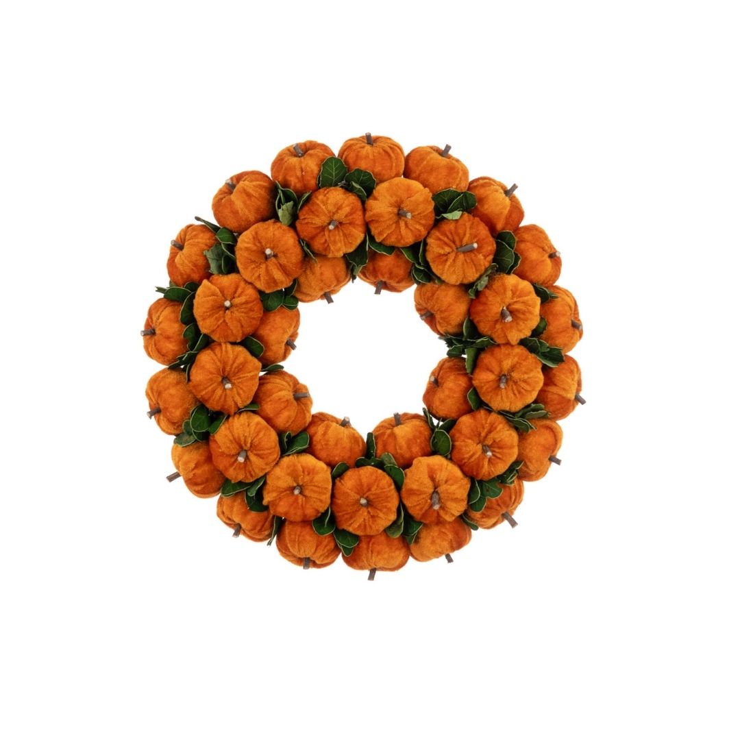 Velvet Pumpkin Wreath 36cm