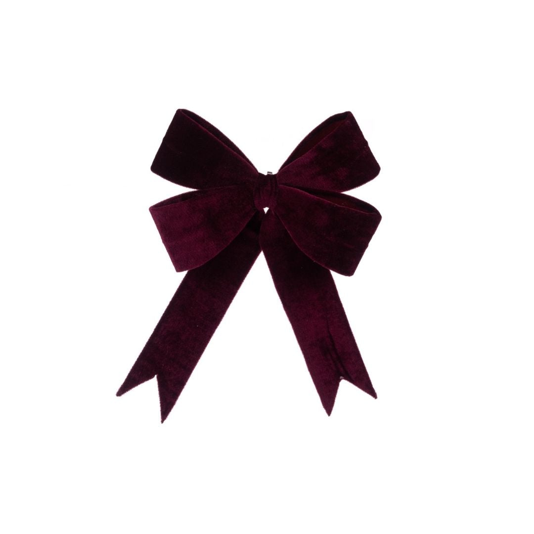 Christmas Velvet Wired Bow Clip On - Burgundy