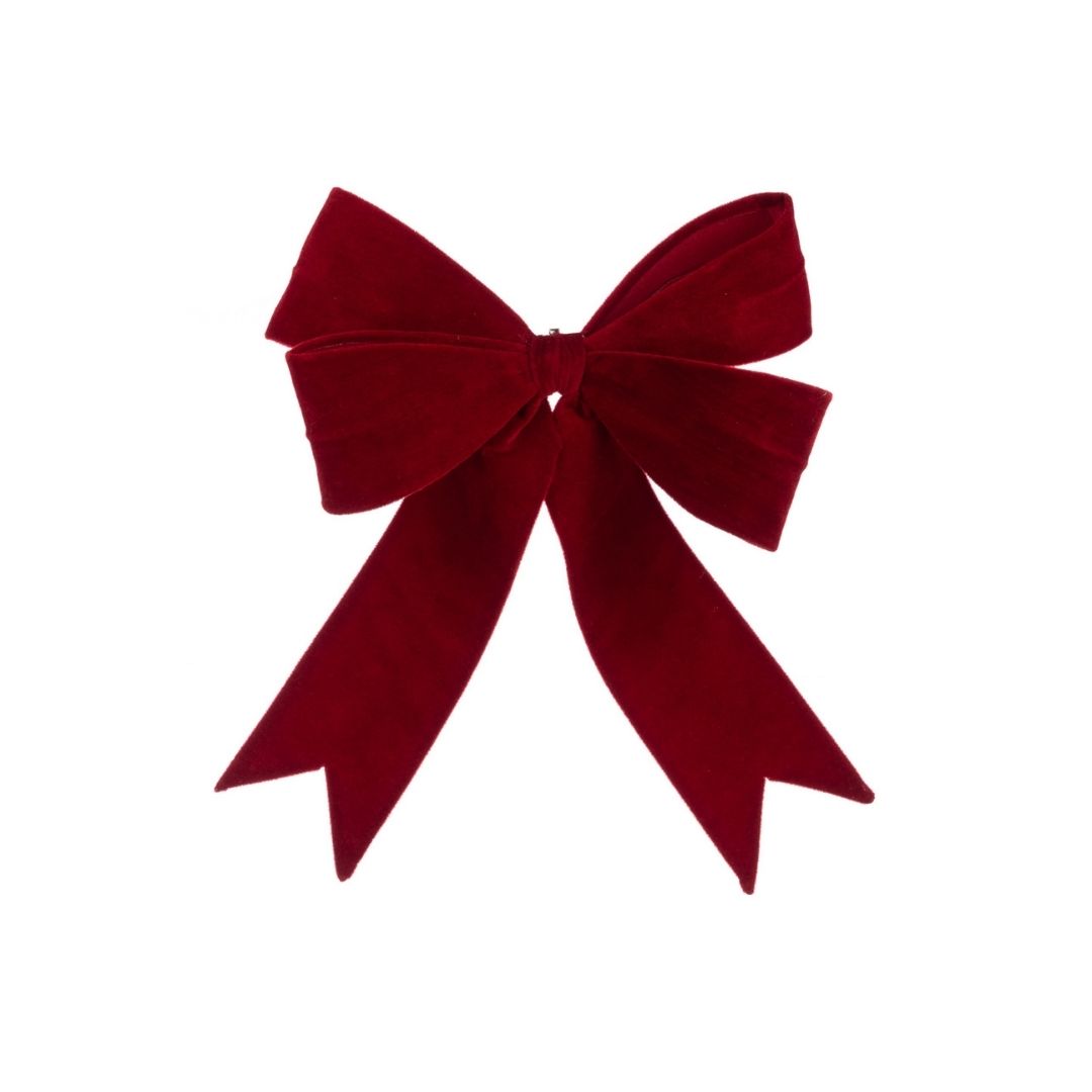 Christmas Velvet Wired Bow Clip On - Red