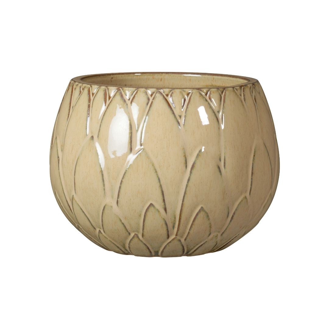 Glazed Bowl Outdoor Planter Victoria - Cream