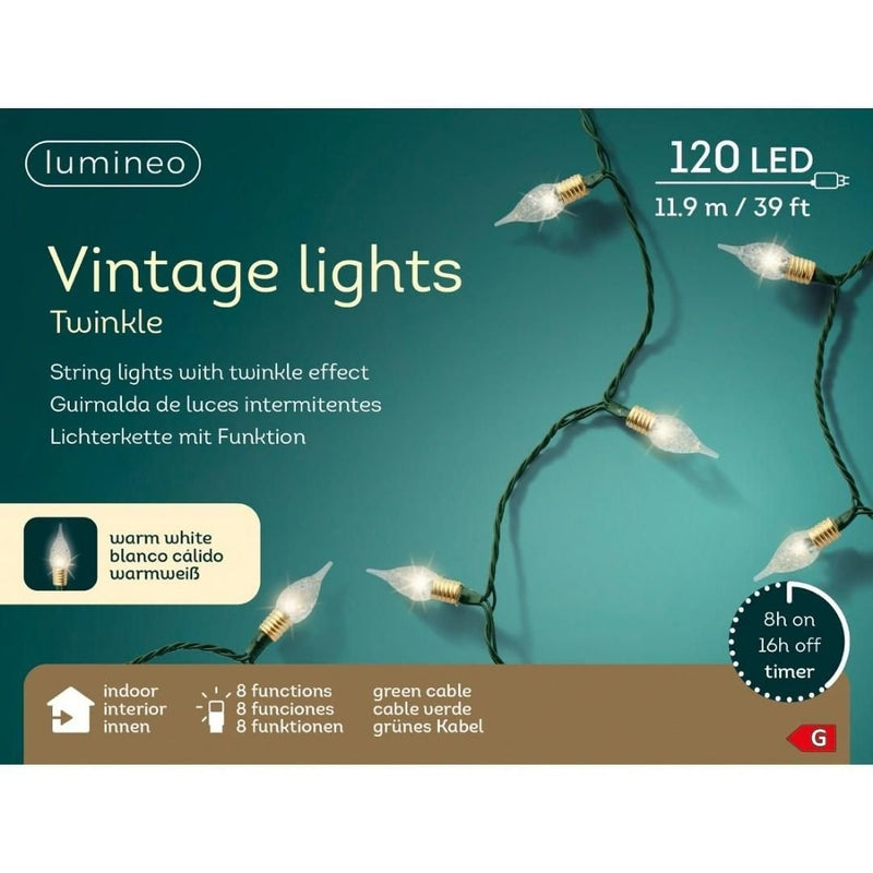 Vintage Christmas Twinkle Lights Warm White