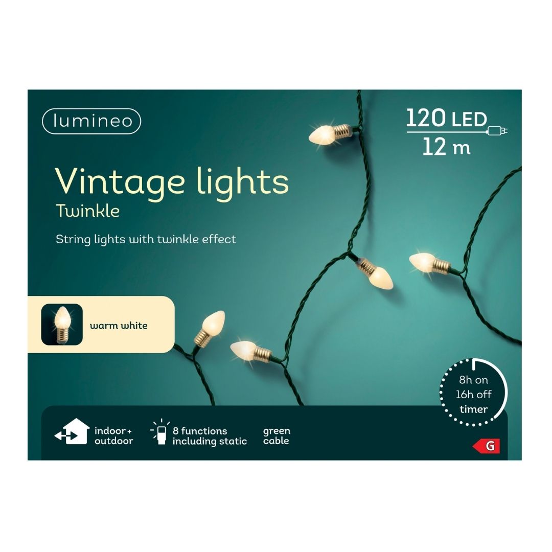 Vintage Christmas Twinkle Lights Warm White