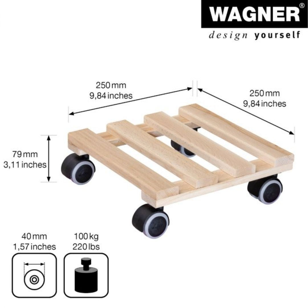 Plant Trolley Indoor Square - Beech Wood 25cm