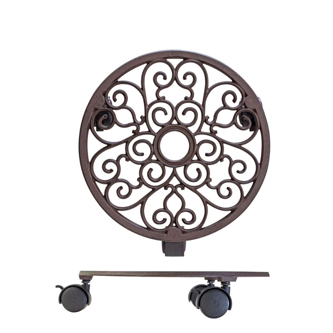 Plant Trolley Indoor/Outdoor Round - Cast Iron Brown