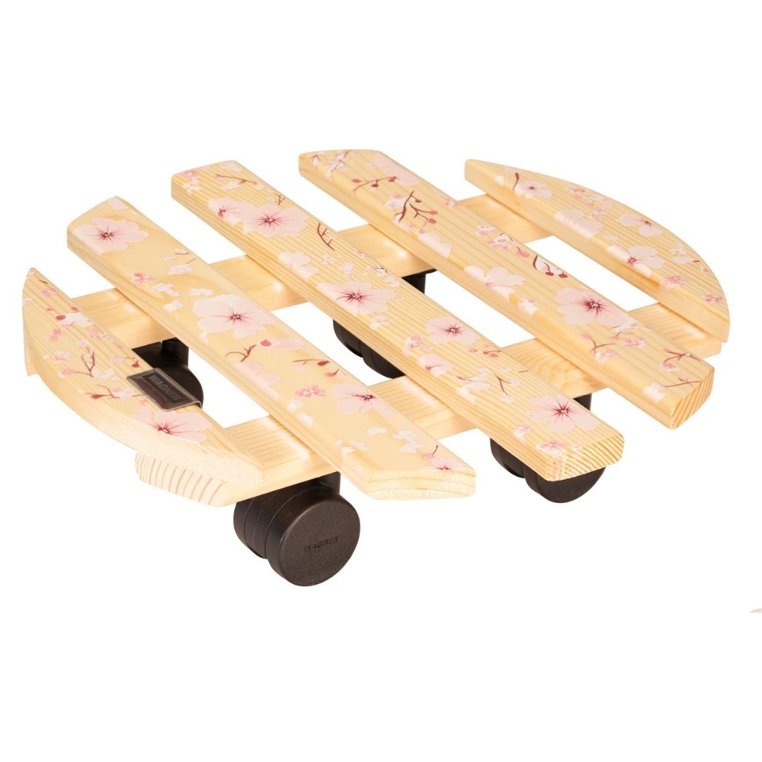 Plant Trolley Indoor Round Wood - Cherry Blossom
