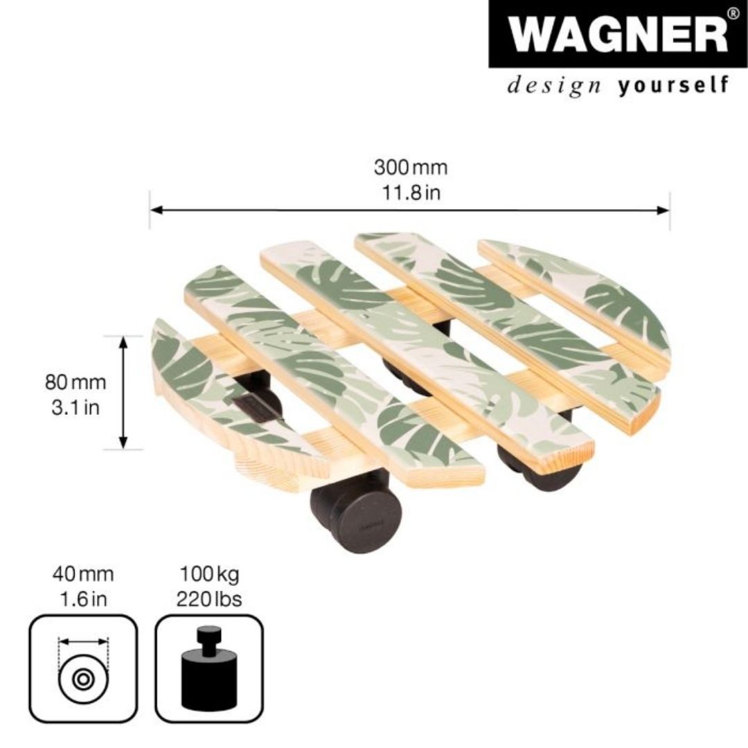 Plant Trolley Indoor Round Wood - Tropical