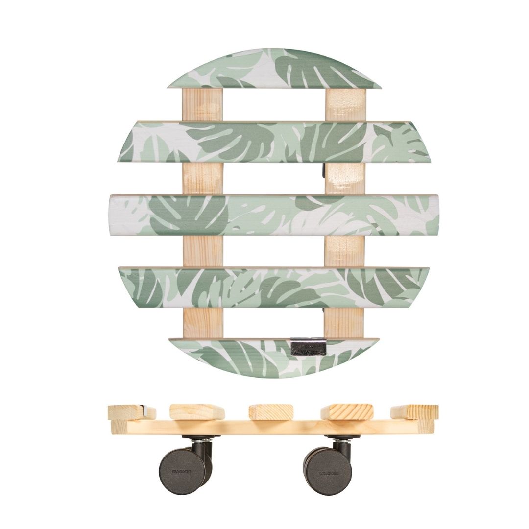 Plant Trolley Indoor Round Wood - Tropical