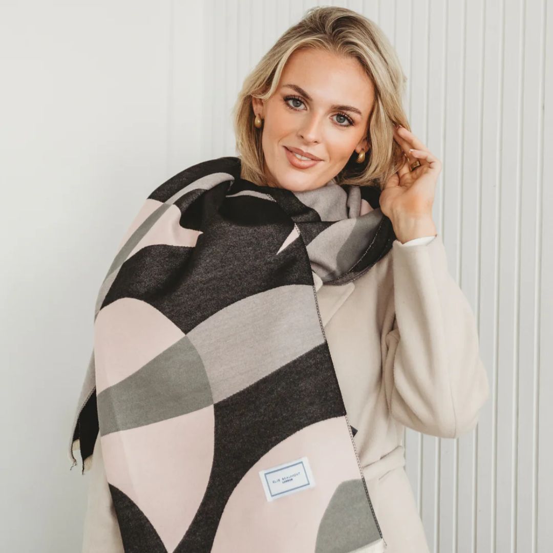 Winter Scarf Black, Grey, Pink Impression