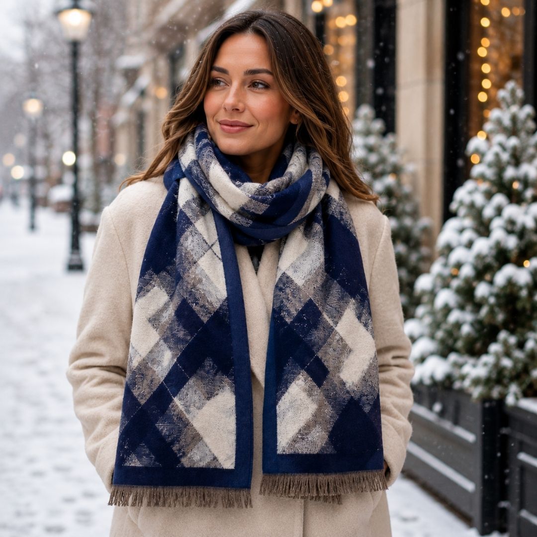 Winter Scarf Ink Blue Abstract