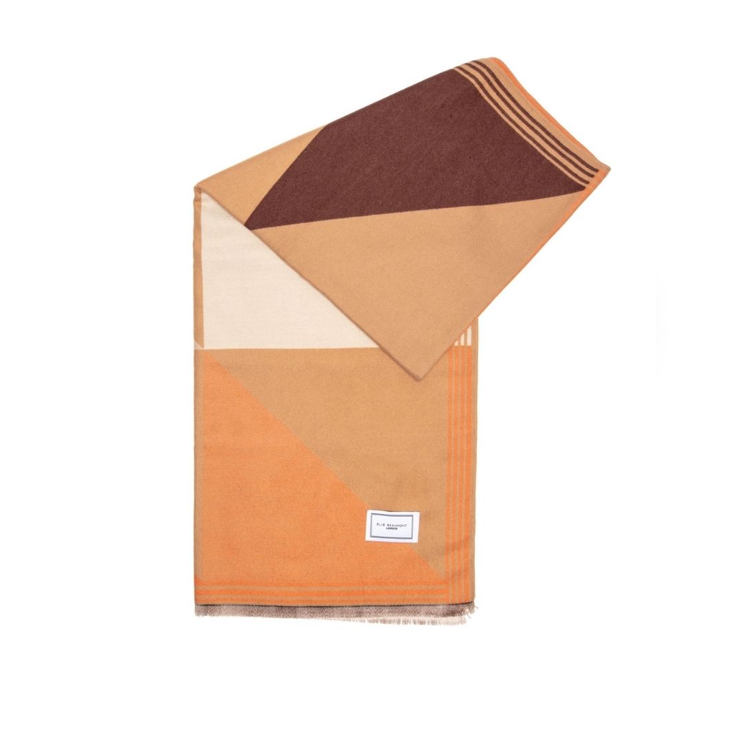 Winter Scarf Tan Orange Geometric