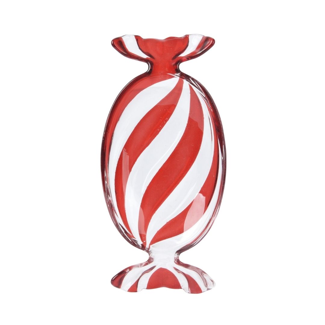 Christmas Glass Bowl Candy Red/White
