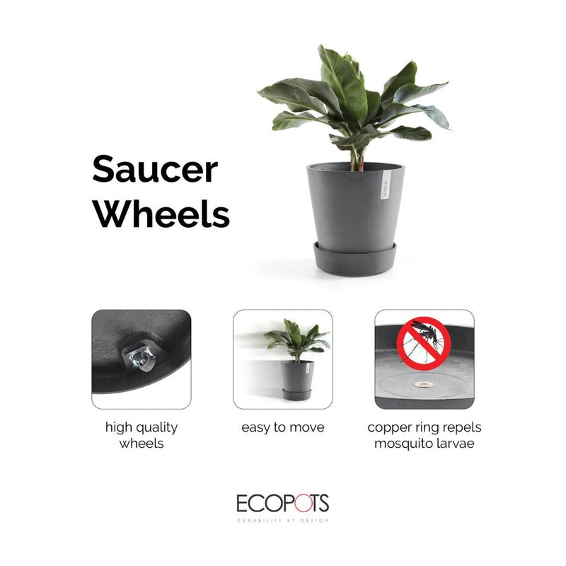Ecopots Saucer Wheels Round White Grey - The Garden HouseEcopots